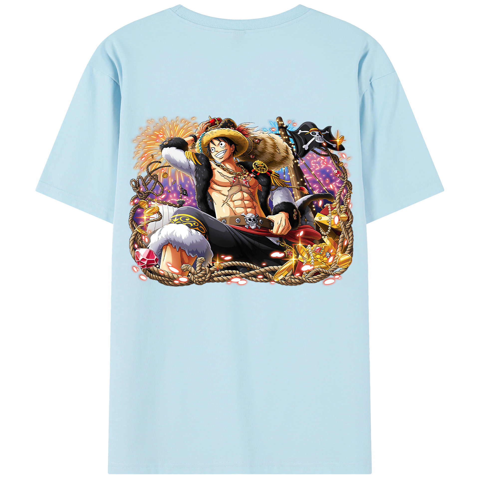 ワンピース モンキー・D・ルフィ ONE PIECE Monkey D. Luffy 綿100％半袖Tシャツ（背面プリント）
